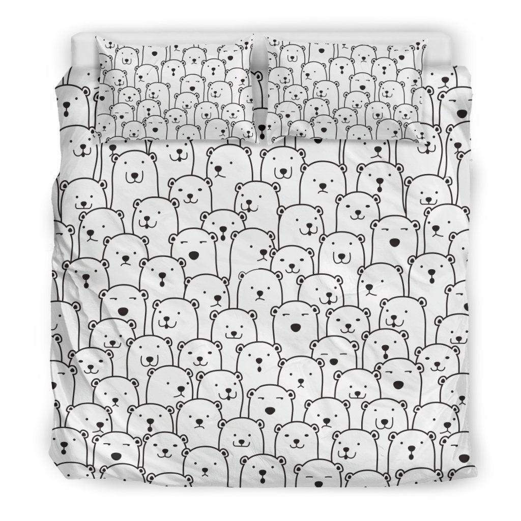 Polar Bear Print Pattern Duvet Cover Bedding Set-grizzshop