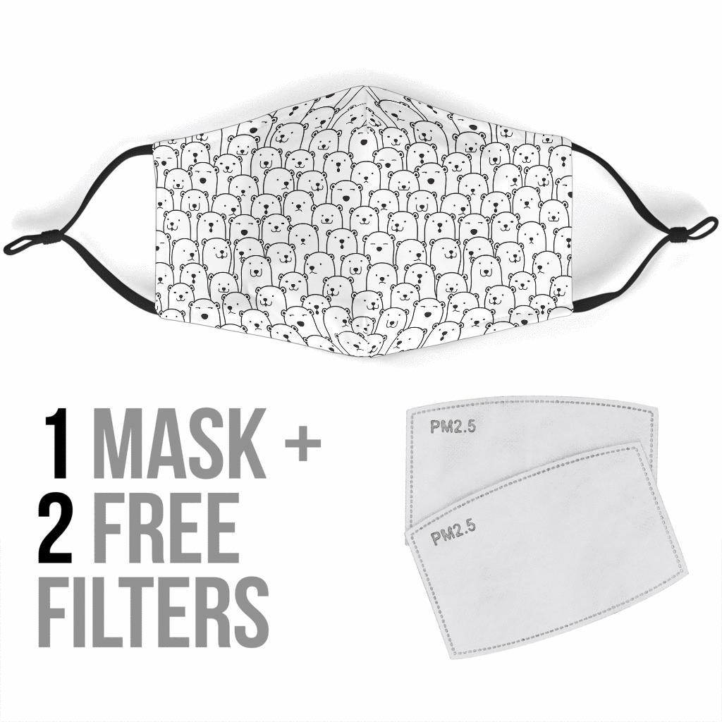 Polar Bear Print Pattern Face Mask-grizzshop