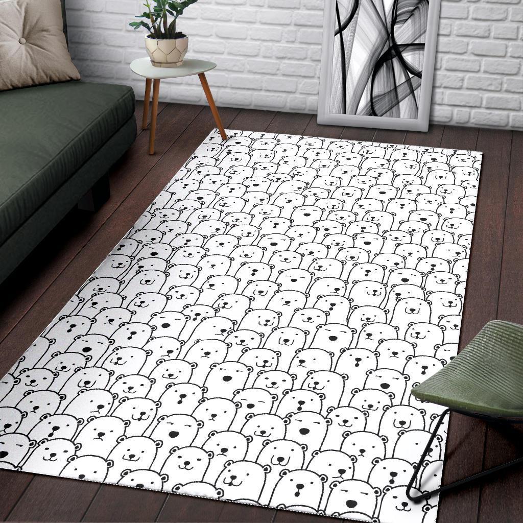 Polar Bear Print Pattern Floor Mat-grizzshop