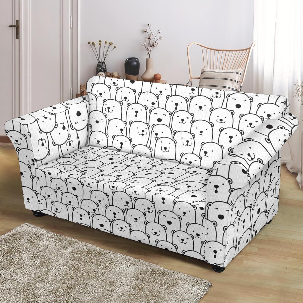 Polar Bear Print Pattern Loveseat Cover-grizzshop