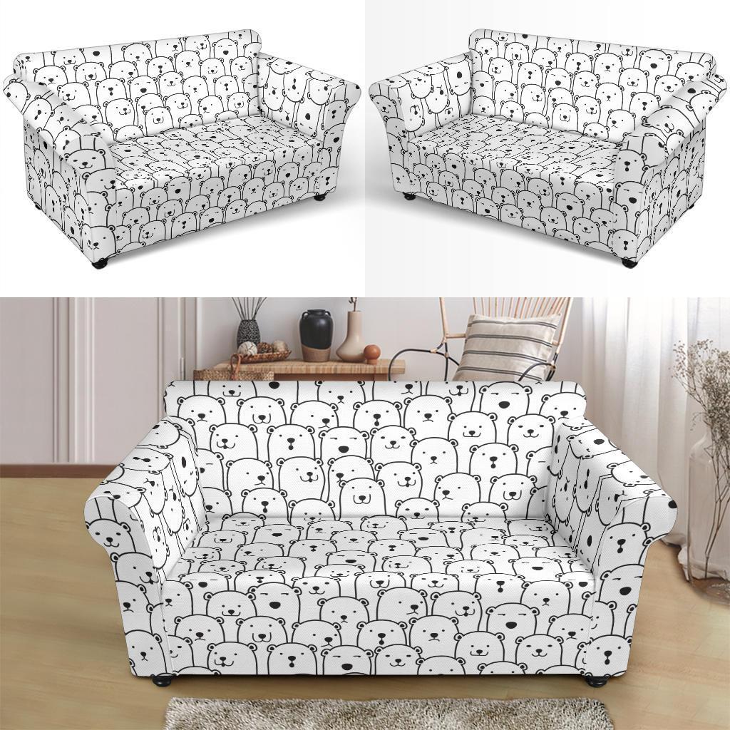 Polar Bear Print Pattern Loveseat Cover-grizzshop