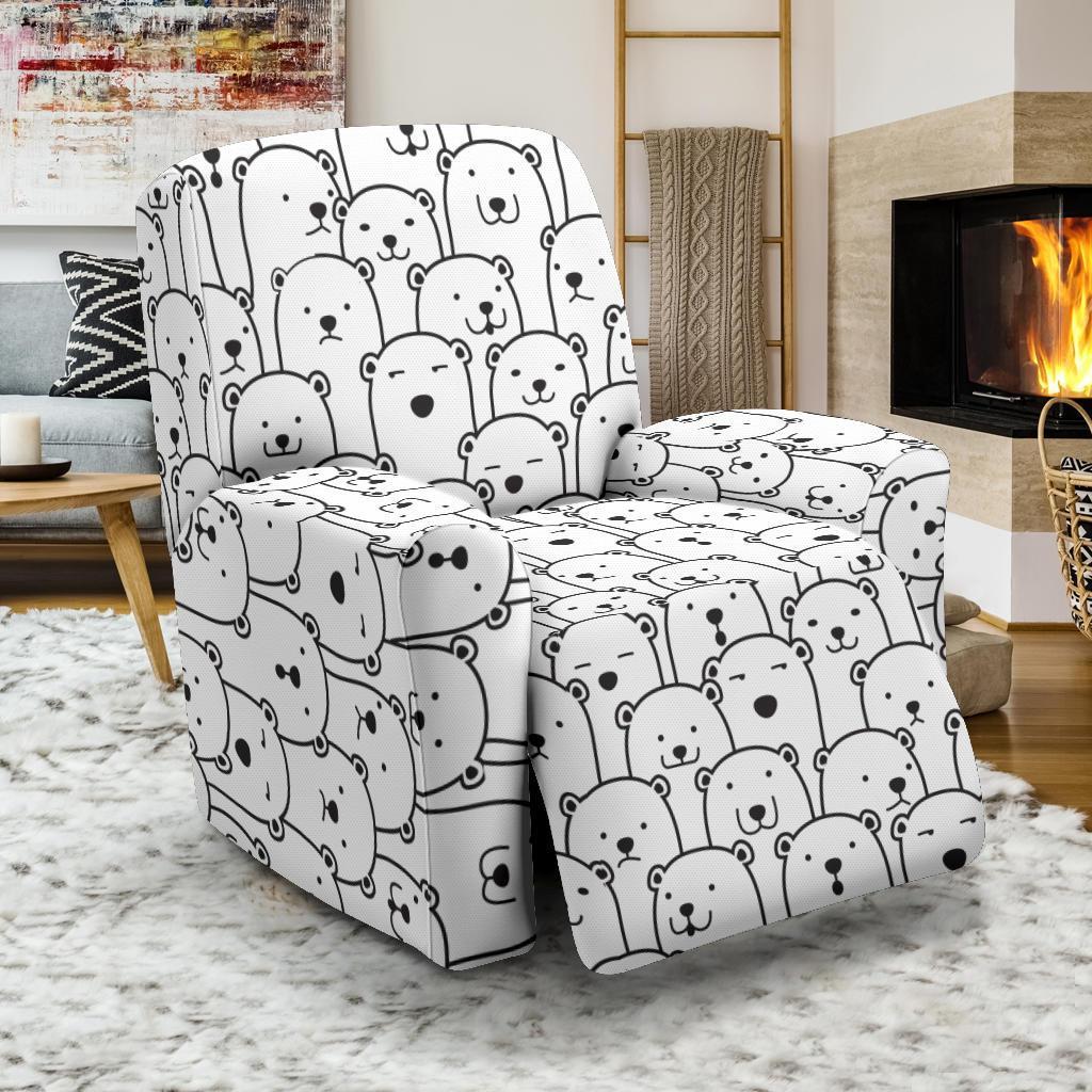 Polar Bear Print Pattern Recliner Cover-grizzshop