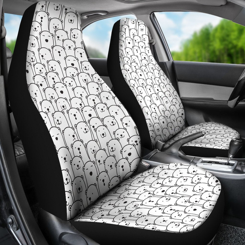 Polar Bear Print Pattern Universal Fit Car Seat Cover-grizzshop