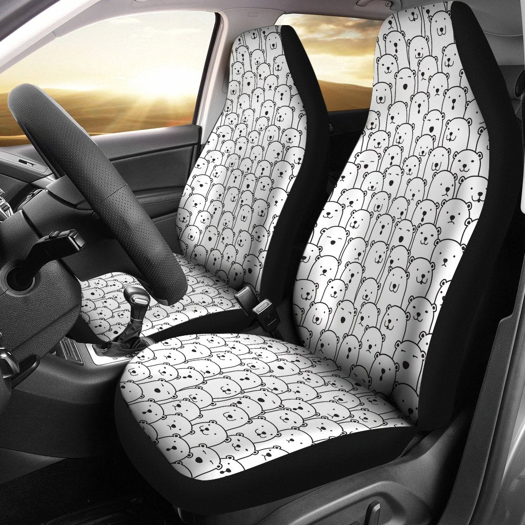 Polar Bear Print Pattern Universal Fit Car Seat Cover-grizzshop