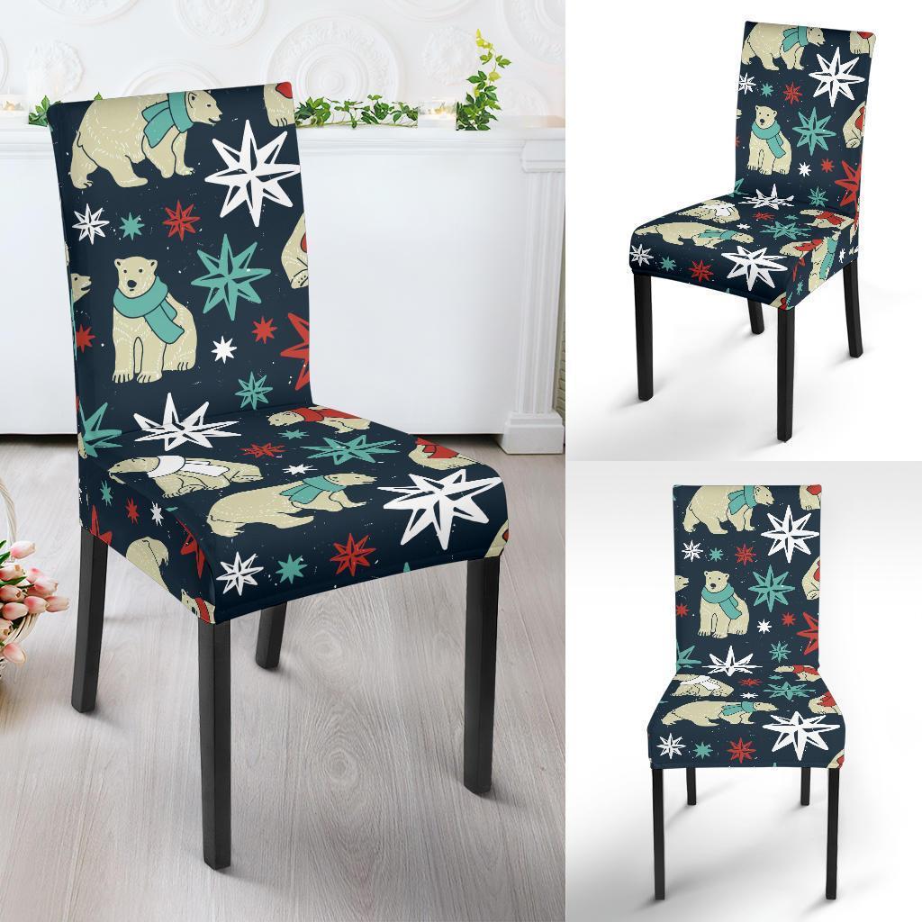 Polar Bear Snow Christmas Pattern Print Chair Cover-grizzshop