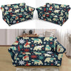 Polar Bear Snow Christmas Pattern Print Loveseat Cover-grizzshop