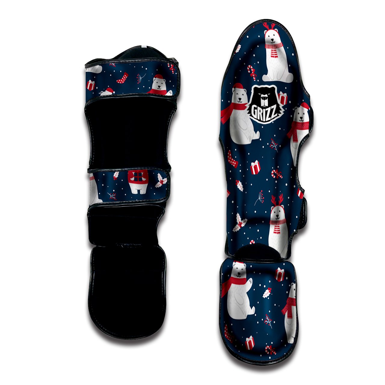 Polar Bear Xmas Print Pattern Muay Thai Shin Guards-grizzshop