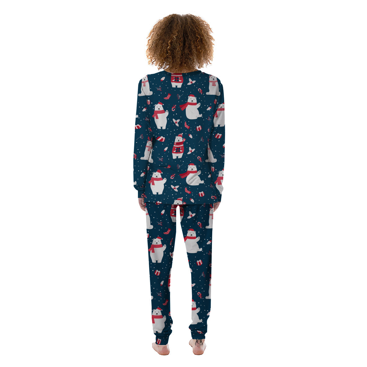 Polar Bear Xmas Print Pattern Women's Pajamas-grizzshop