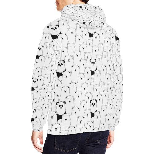 Polar Bear Panda Pattern Print Men Pullover Hoodie-grizzshop