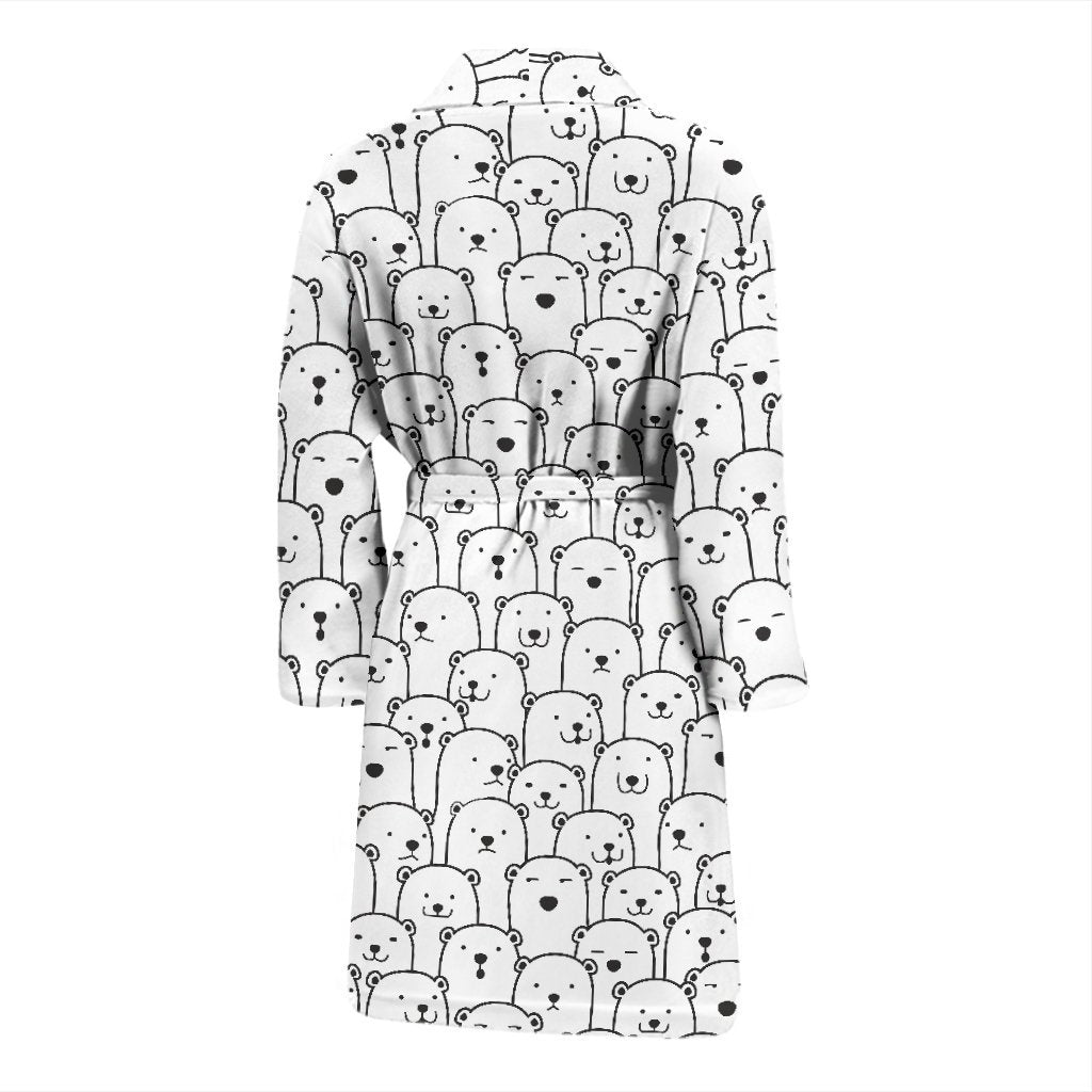 Polar Bear Print Pattern Men Long Robe-grizzshop