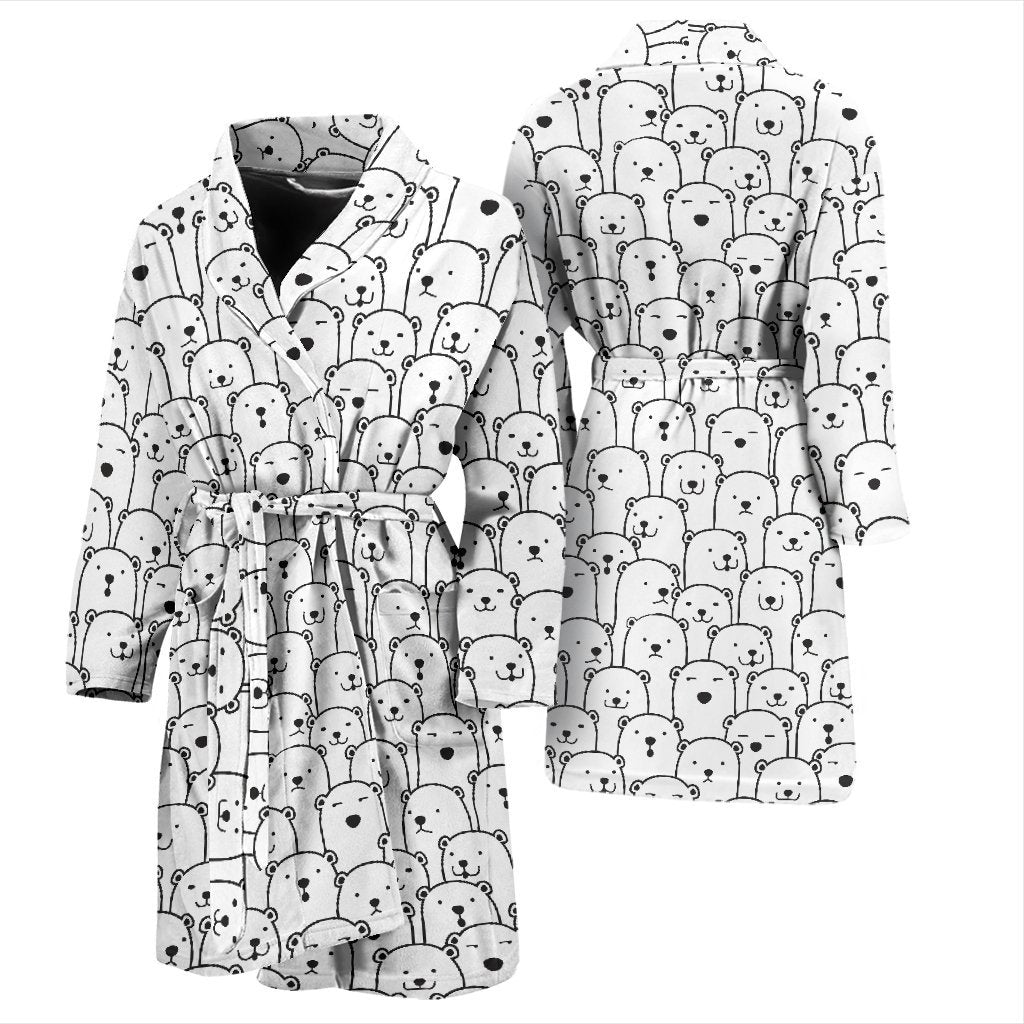 Polar Bear Print Pattern Men Long Robe-grizzshop