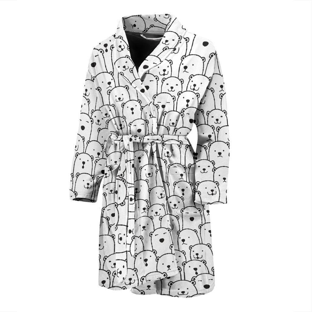 Polar Bear Print Pattern Men Long Robe-grizzshop