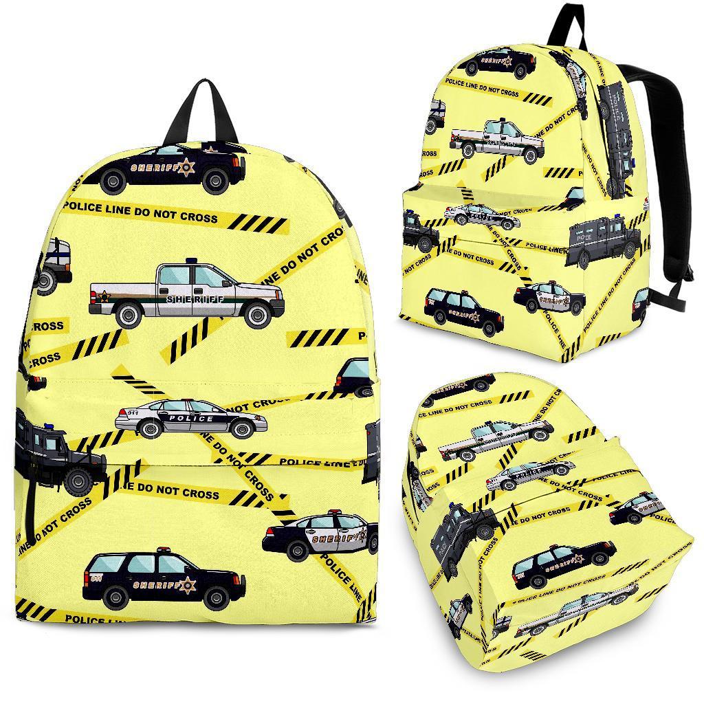 Police Car Pattern Print Backpack-grizzshop