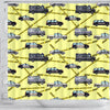 Police Car Pattern Print Bathroom Shower Curtain-grizzshop