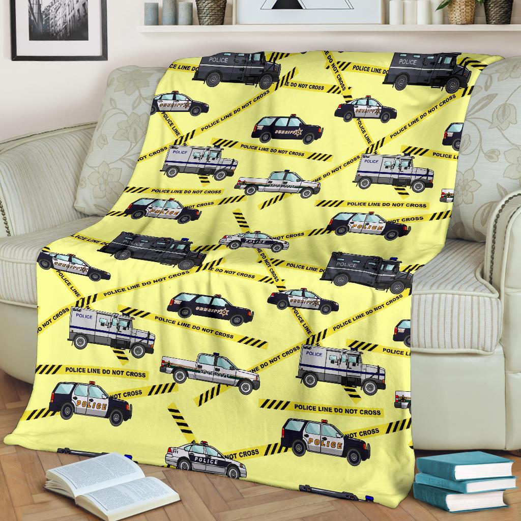 Police Car Pattern Print Blanket-grizzshop