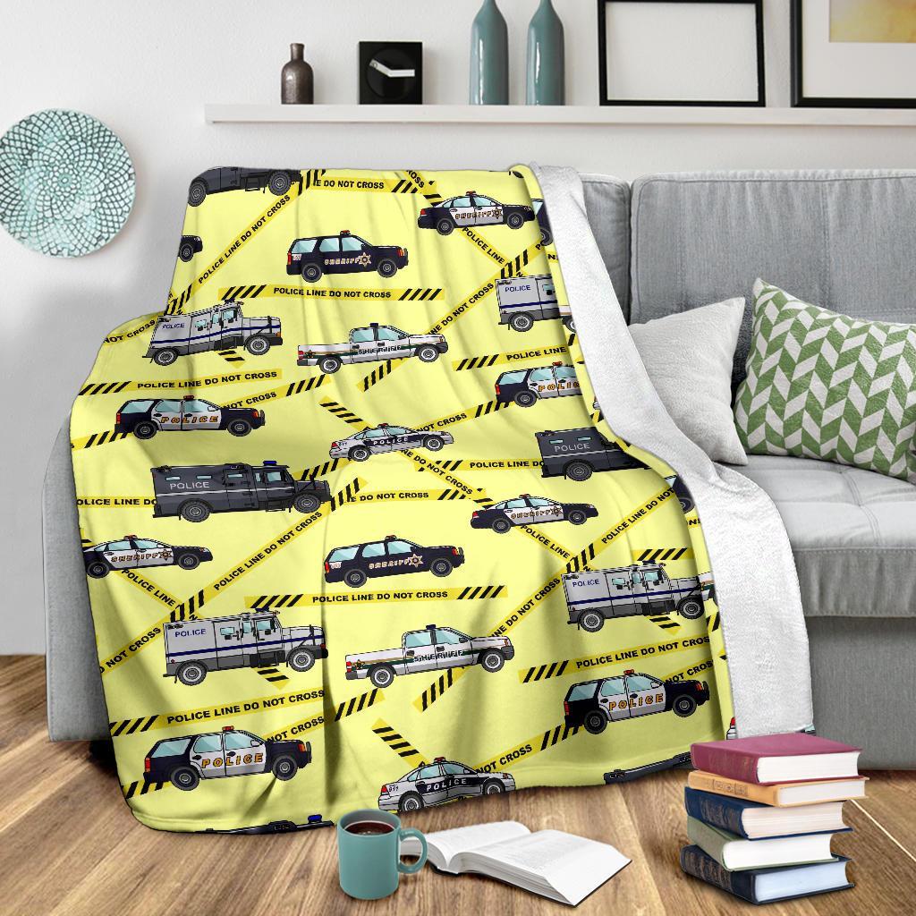 Police Car Pattern Print Blanket-grizzshop