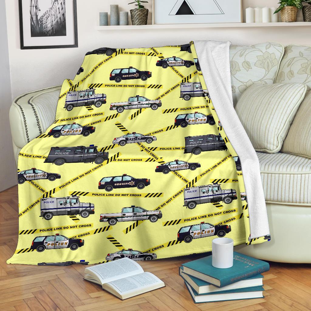 Police Car Pattern Print Blanket-grizzshop