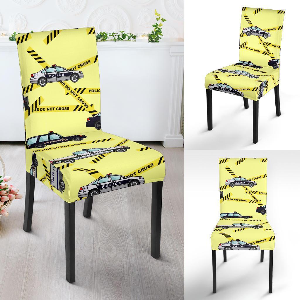 Police Car Pattern Print Chair Cover-grizzshop