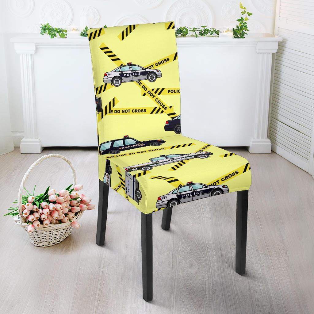 Police Car Pattern Print Chair Cover-grizzshop