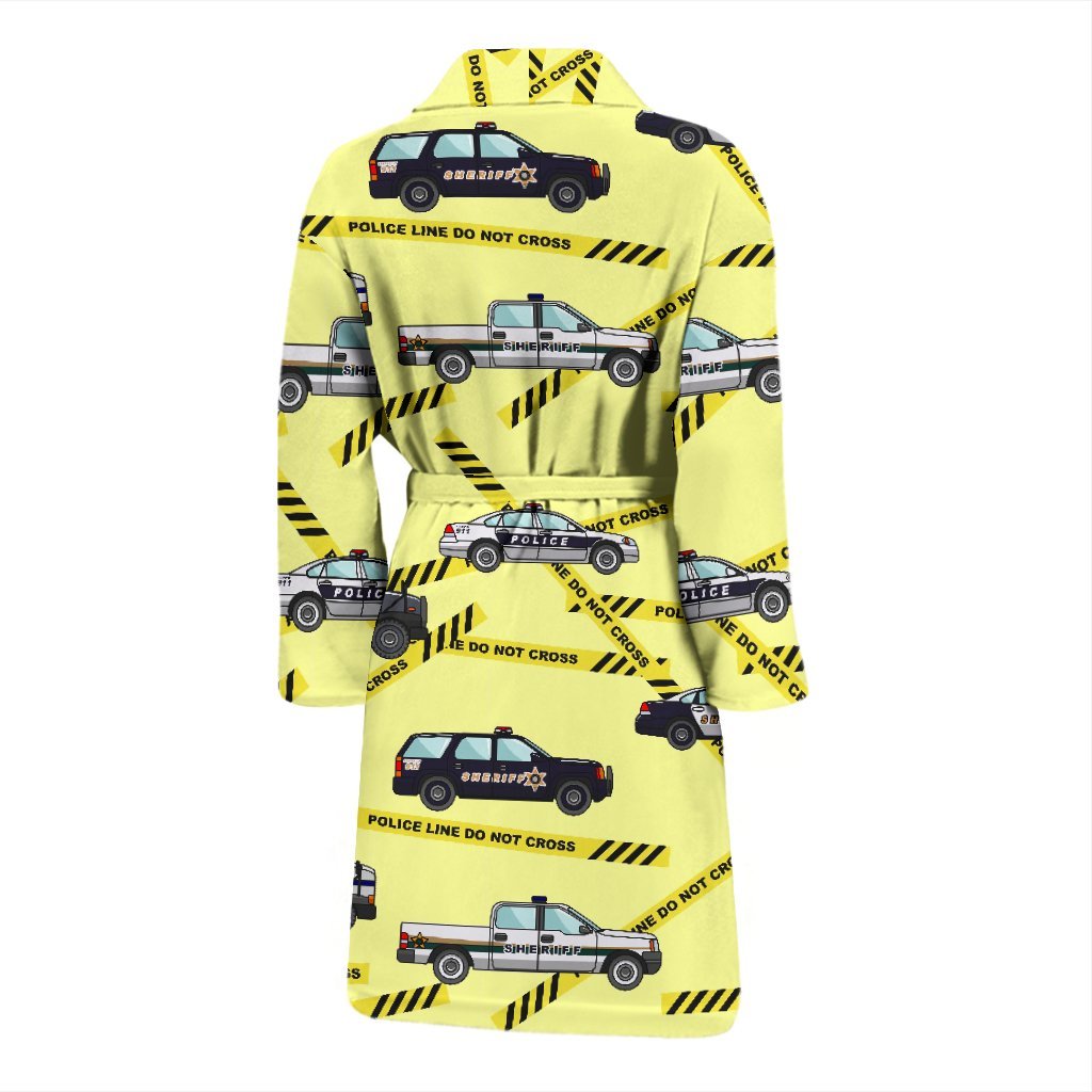 Police Car Pattern Print Men Long Robe-grizzshop