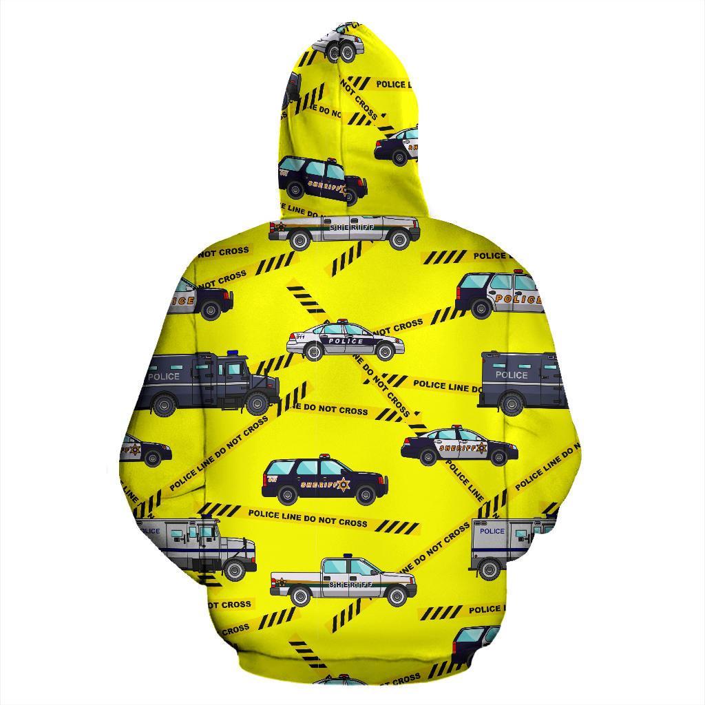 Police Car Pattern Print Men Women Pullover Hoodie-grizzshop