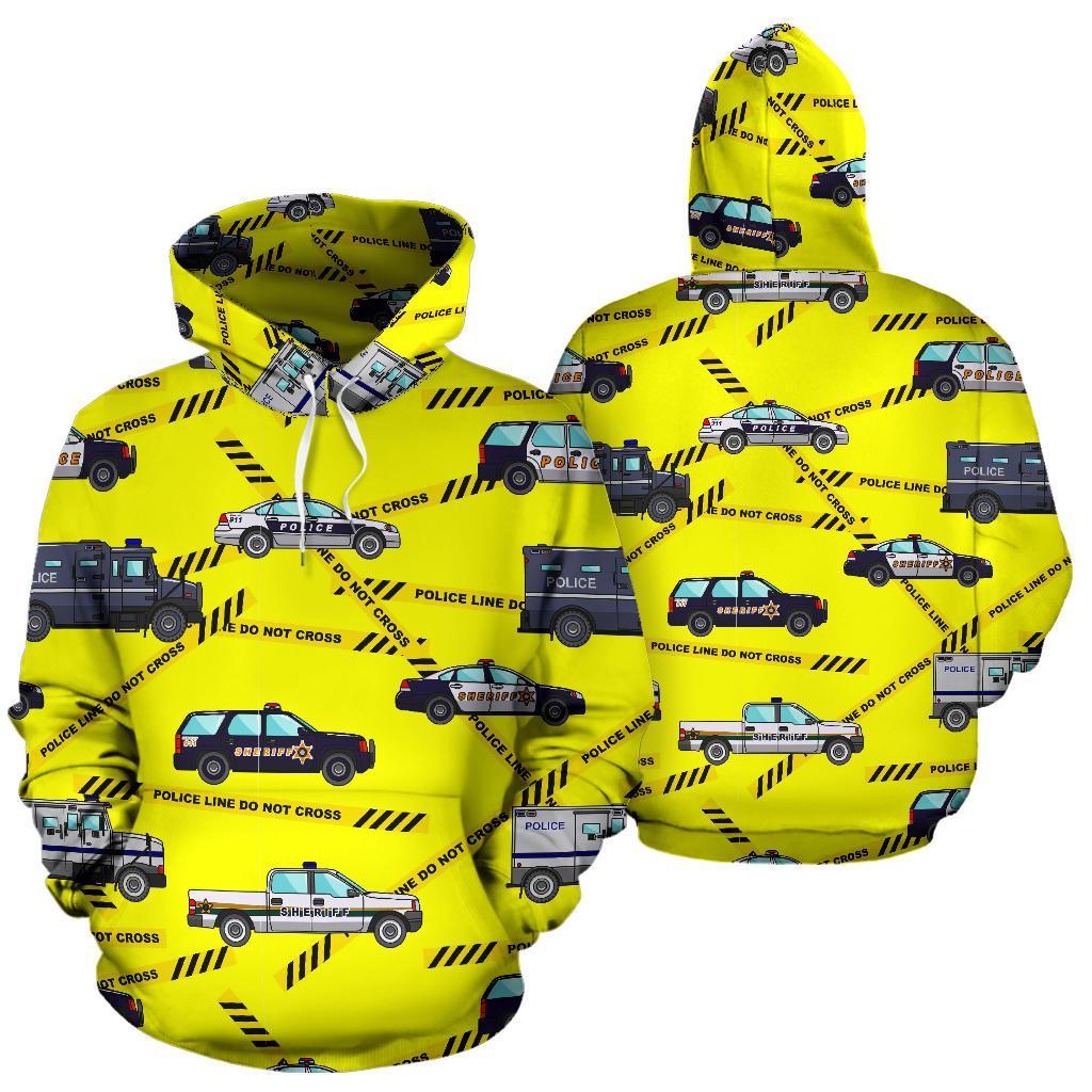 Police Car Pattern Print Men Women Pullover Hoodie-grizzshop