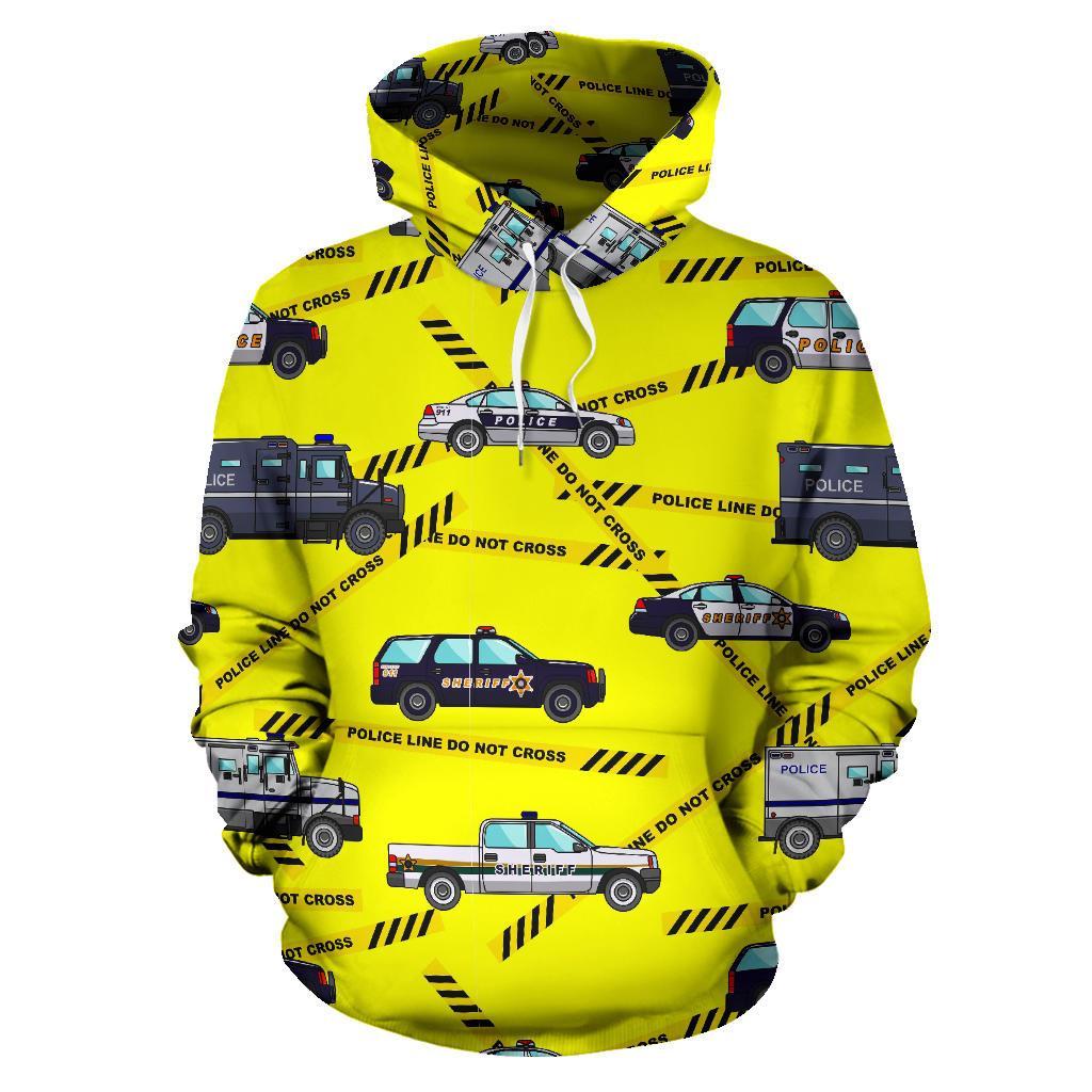 Police Car Pattern Print Men Women Pullover Hoodie-grizzshop