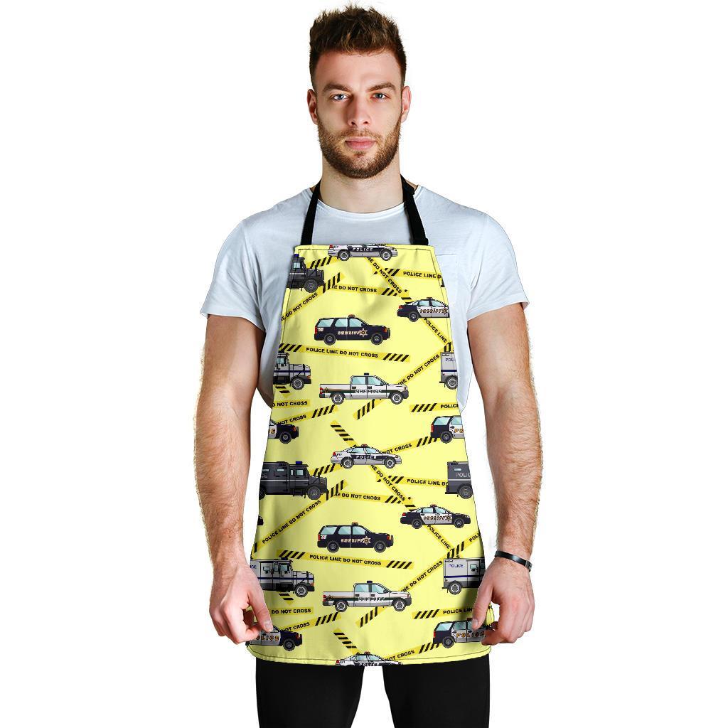 Police Car Pattern Print Men's Apron-grizzshop