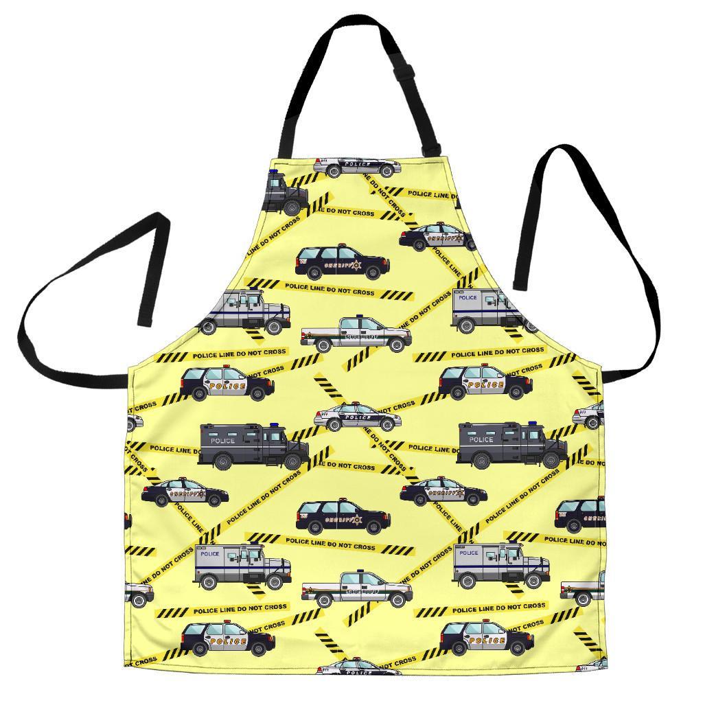 Police Car Pattern Print Men's Apron-grizzshop