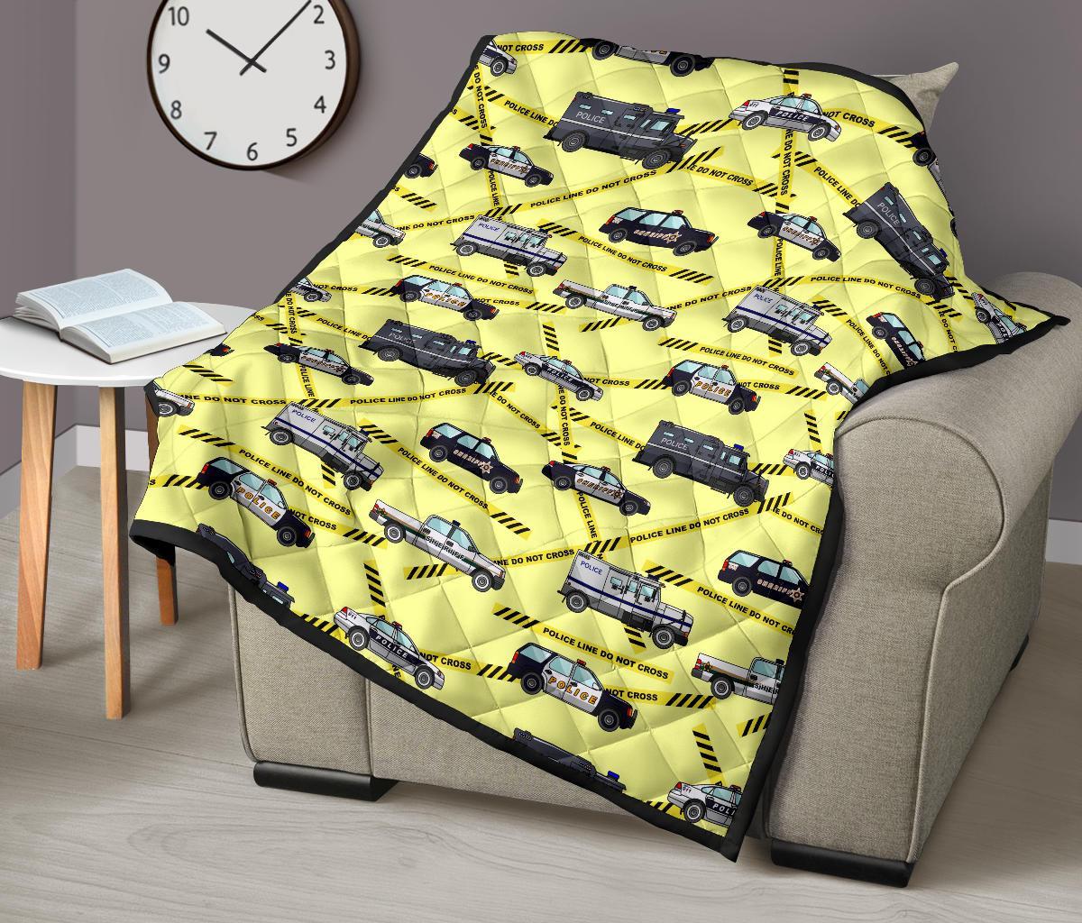 Police Car Pattern Print Quilt-grizzshop