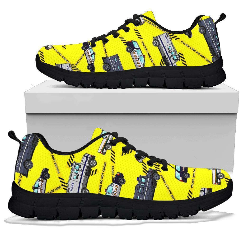 Police Car Pattern Print Sneaker Shoes For Men Women-grizzshop