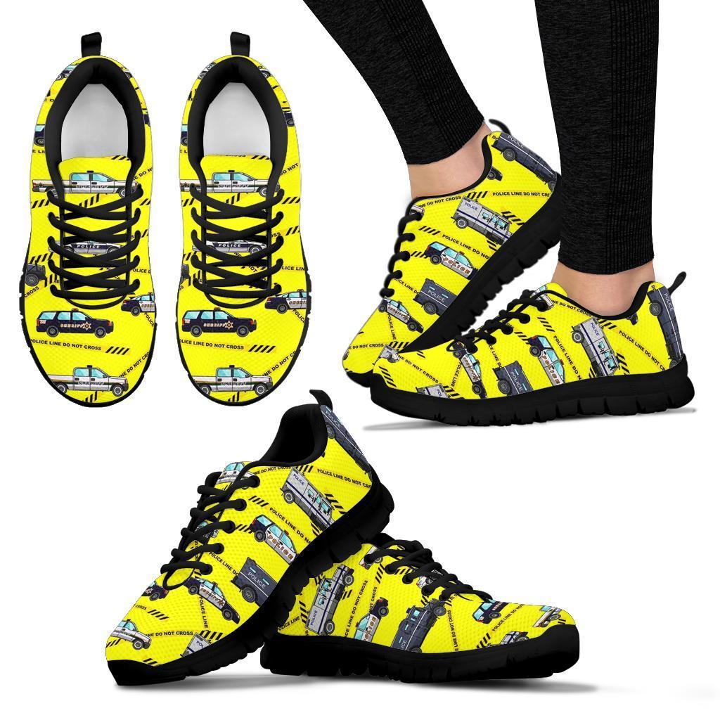 Police Car Pattern Print Sneaker Shoes For Men Women-grizzshop