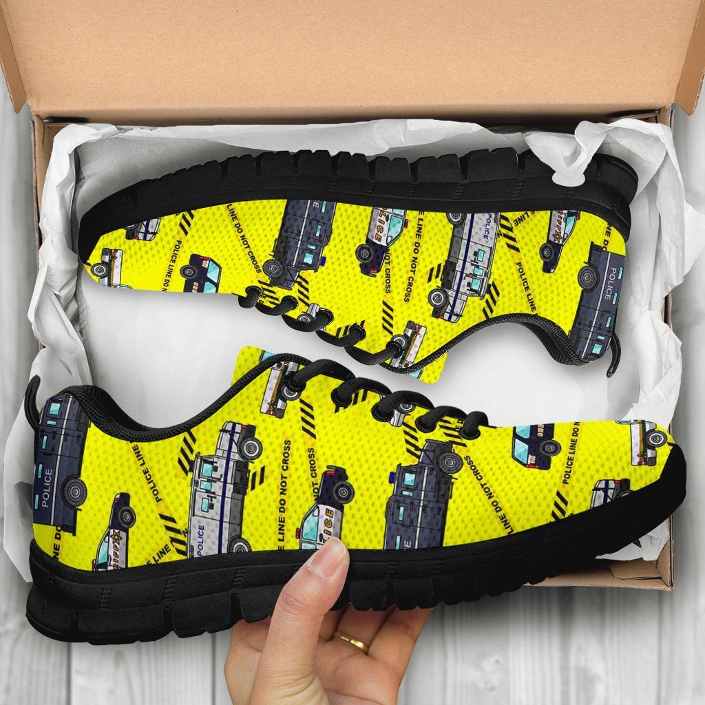 Police Car Pattern Print Sneaker Shoes For Men Women-grizzshop