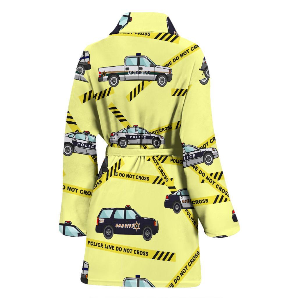 Police Car Pattern Print Women Long Robe-grizzshop