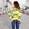 Police Car Pattern Print Women Off Shoulder Sweatshirt-grizzshop