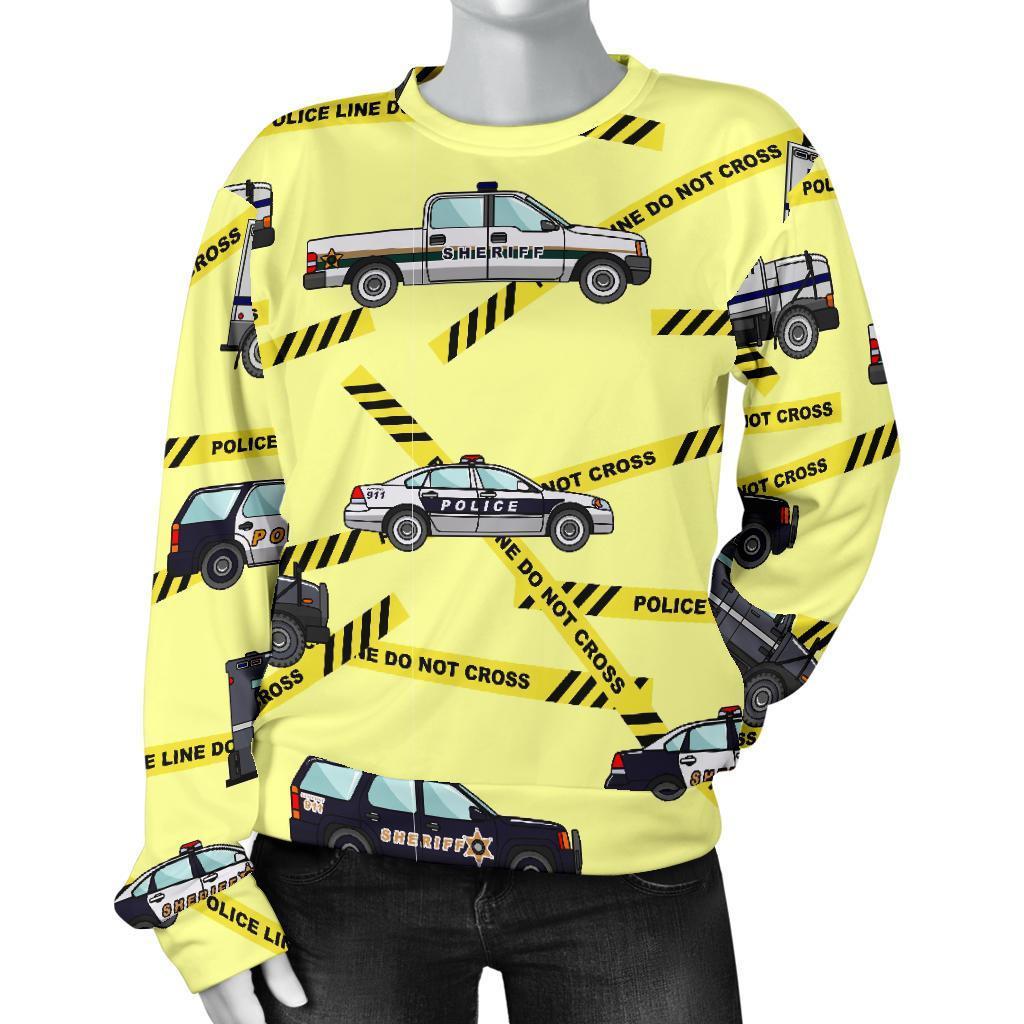 Police Car Pattern Print Women's Sweatshirt-grizzshop