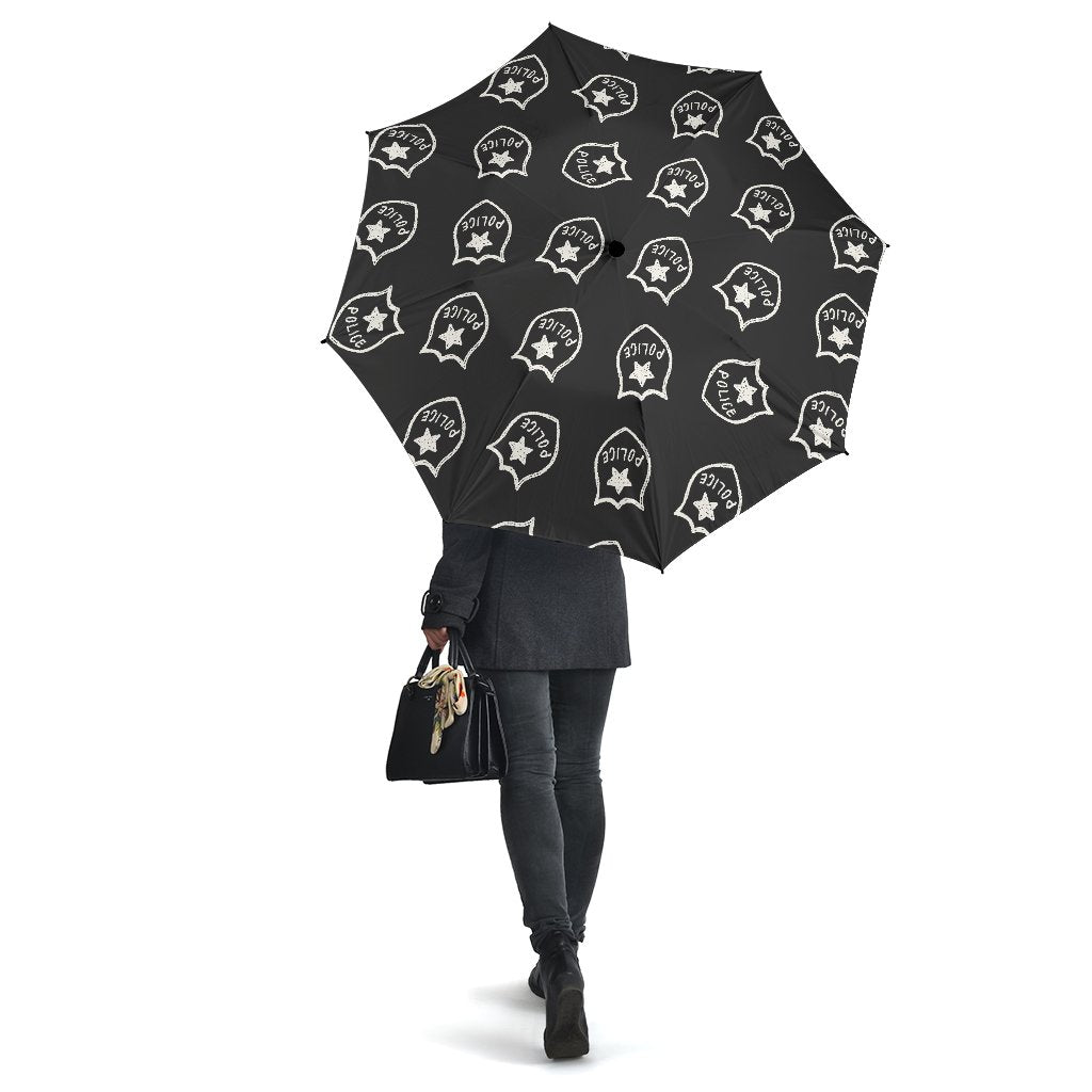 Police Pattern Print Automatic Foldable Umbrella-grizzshop