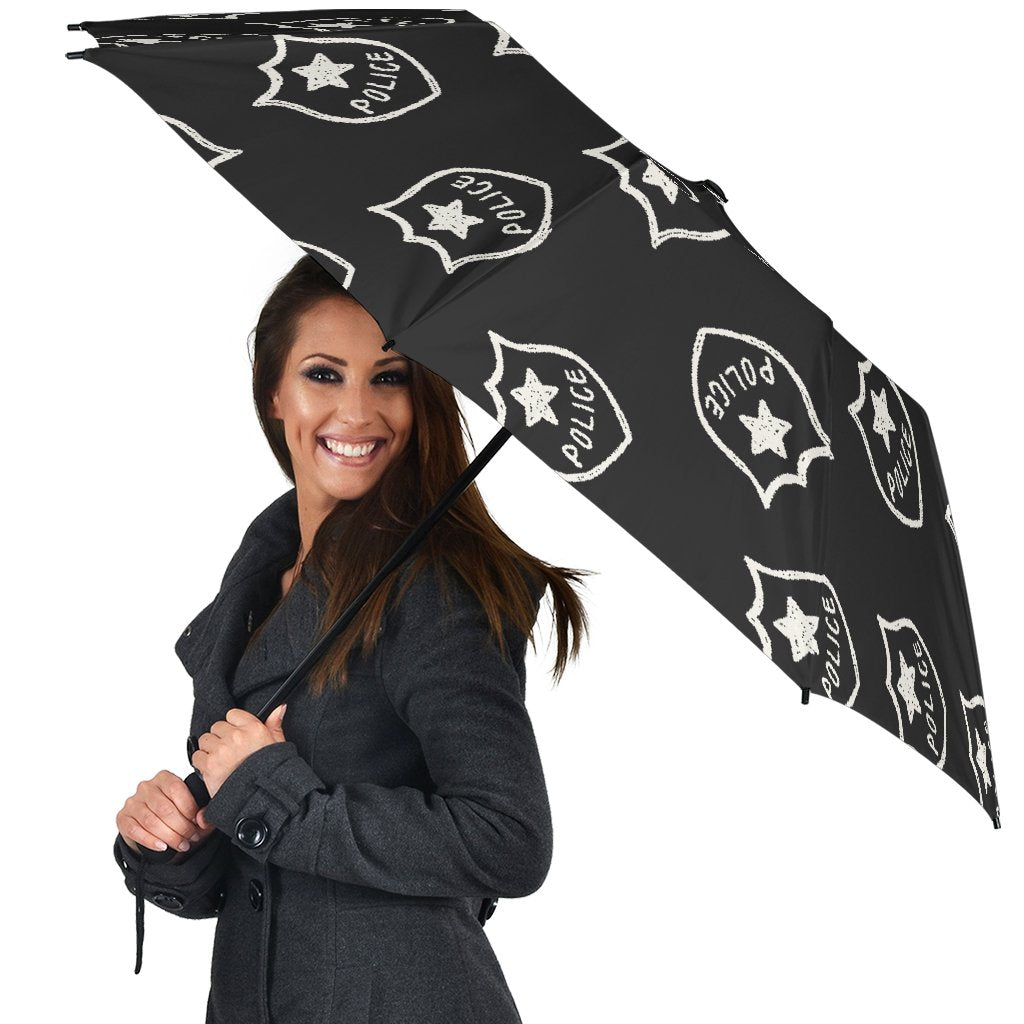 Police Pattern Print Automatic Foldable Umbrella-grizzshop