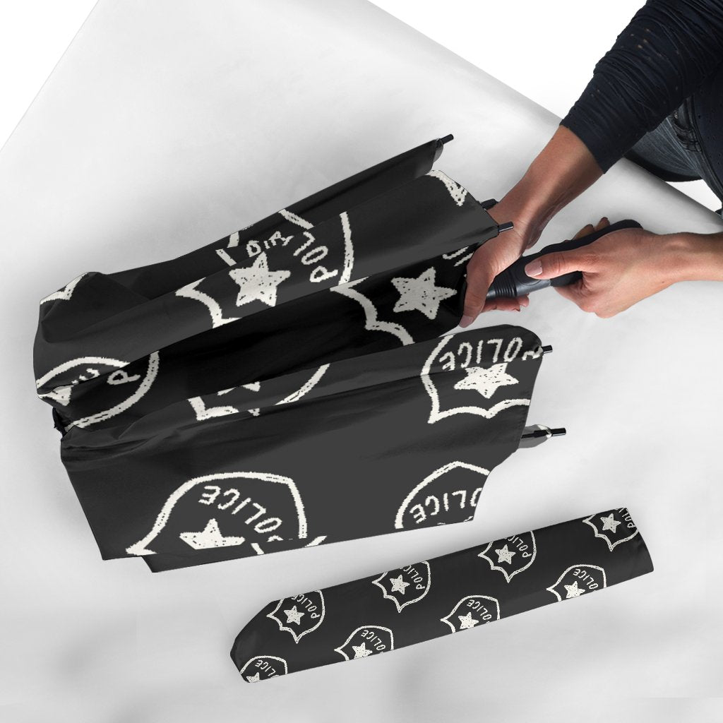 Police Pattern Print Automatic Foldable Umbrella-grizzshop