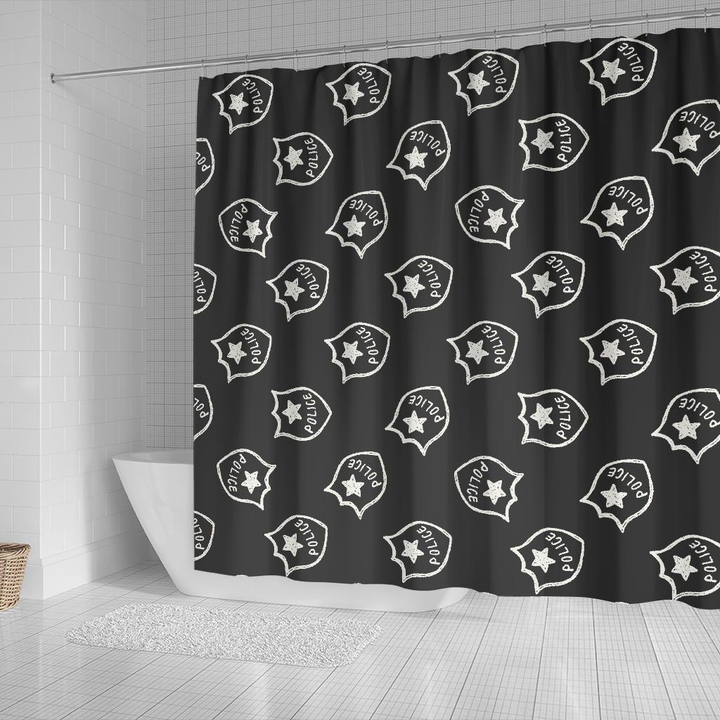 Police Pattern Print Bathroom Shower Curtain-grizzshop