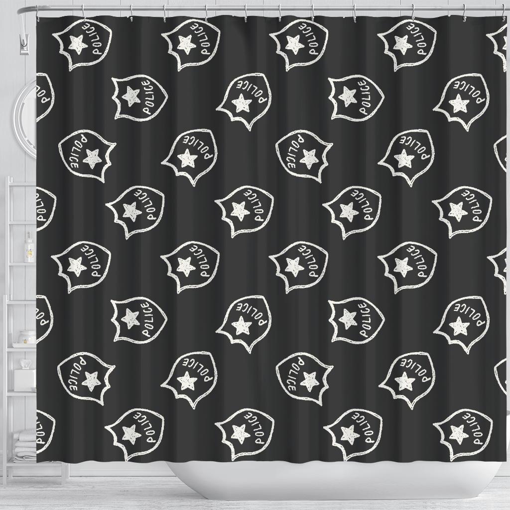 Police Pattern Print Bathroom Shower Curtain-grizzshop