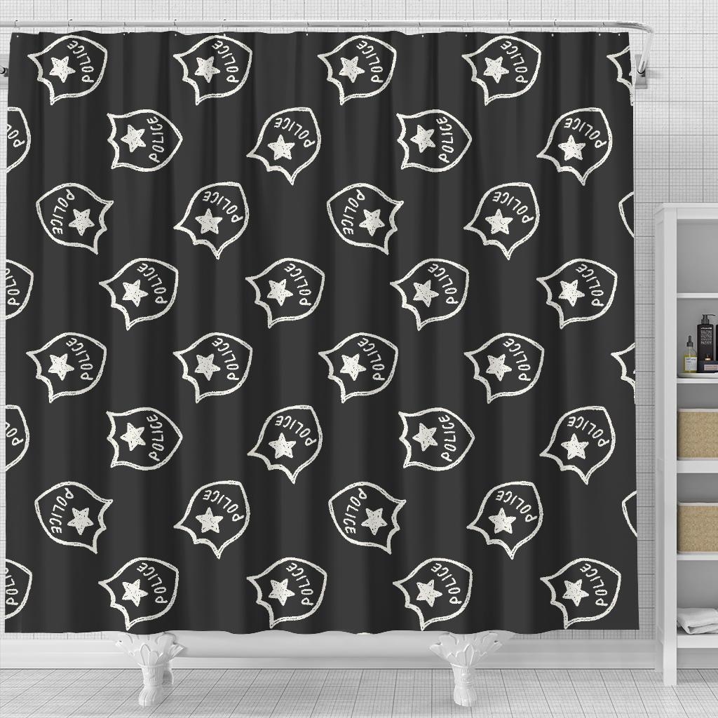 Police Pattern Print Bathroom Shower Curtain-grizzshop