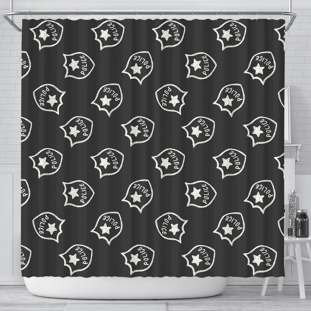 Police Pattern Print Bathroom Shower Curtain-grizzshop