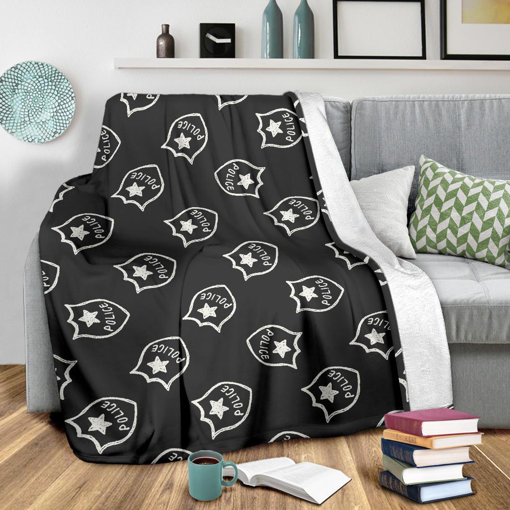 Police Pattern Print Blanket-grizzshop