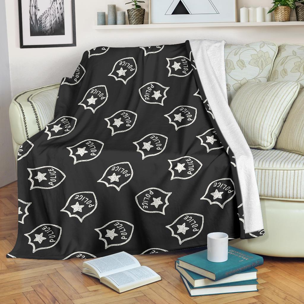 Police Pattern Print Blanket-grizzshop