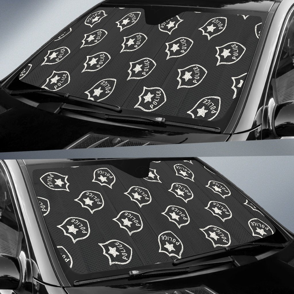 Police Pattern Print Car Sun Shade-grizzshop