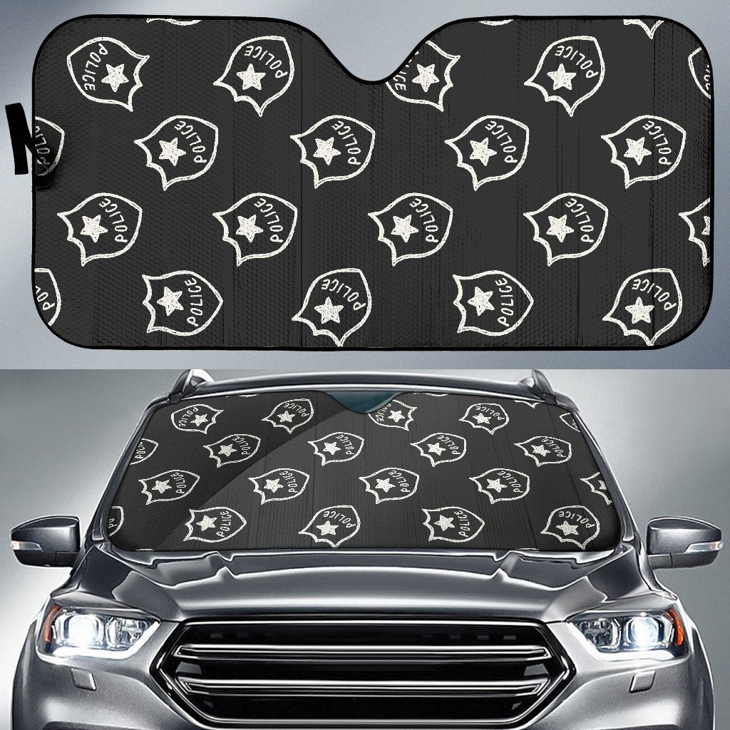 Police Pattern Print Car Sun Shade-grizzshop