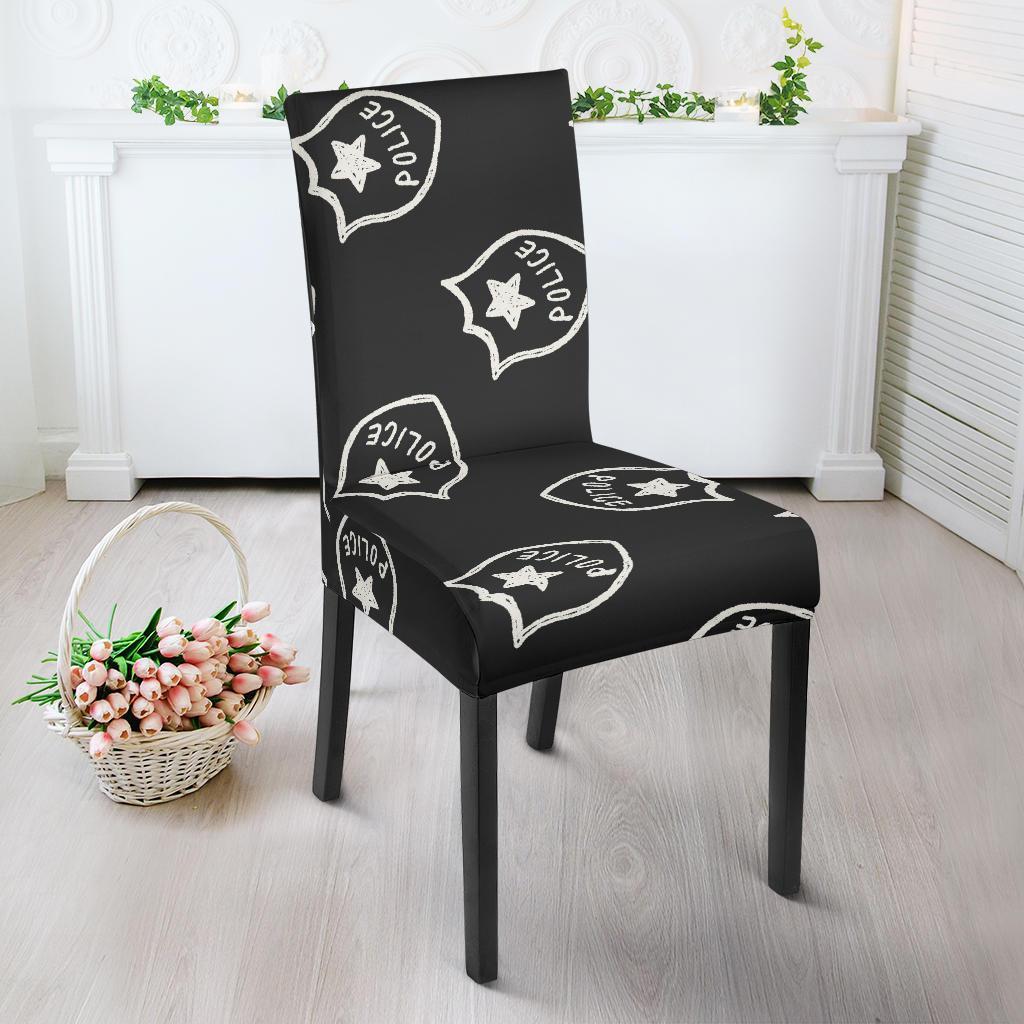 Police Pattern Print Chair Cover-grizzshop