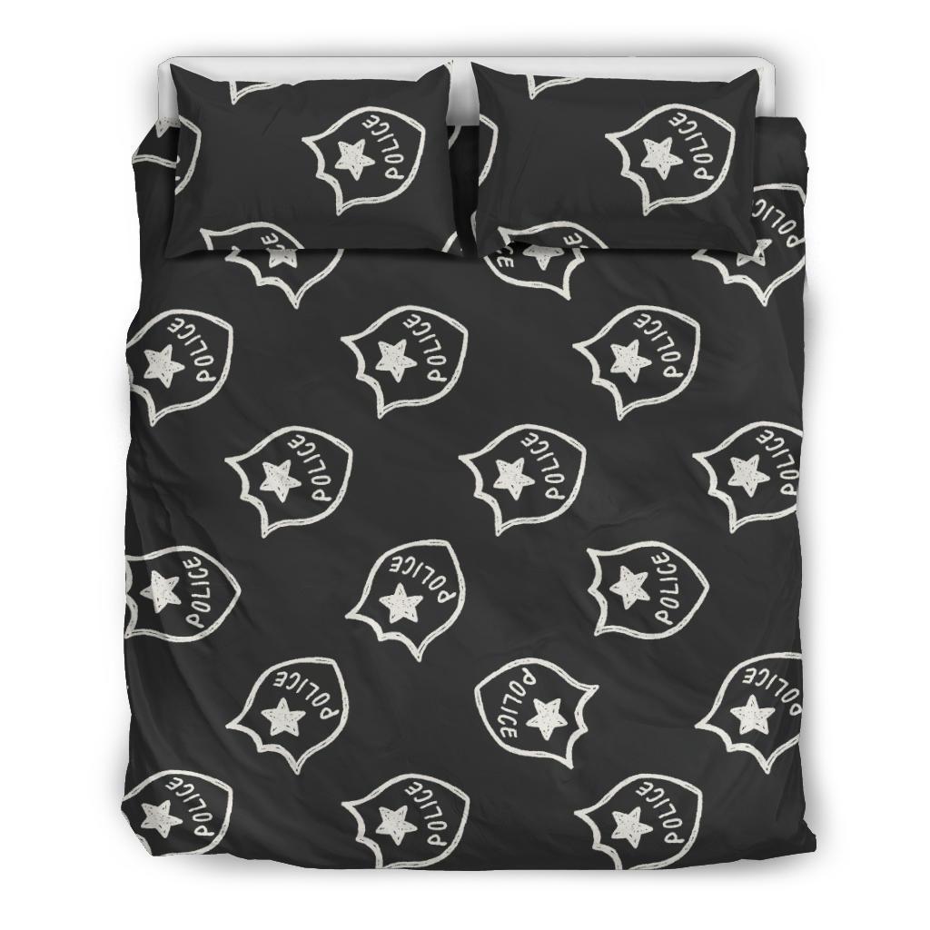 Police Pattern Print Duvet Cover Bedding Set-grizzshop