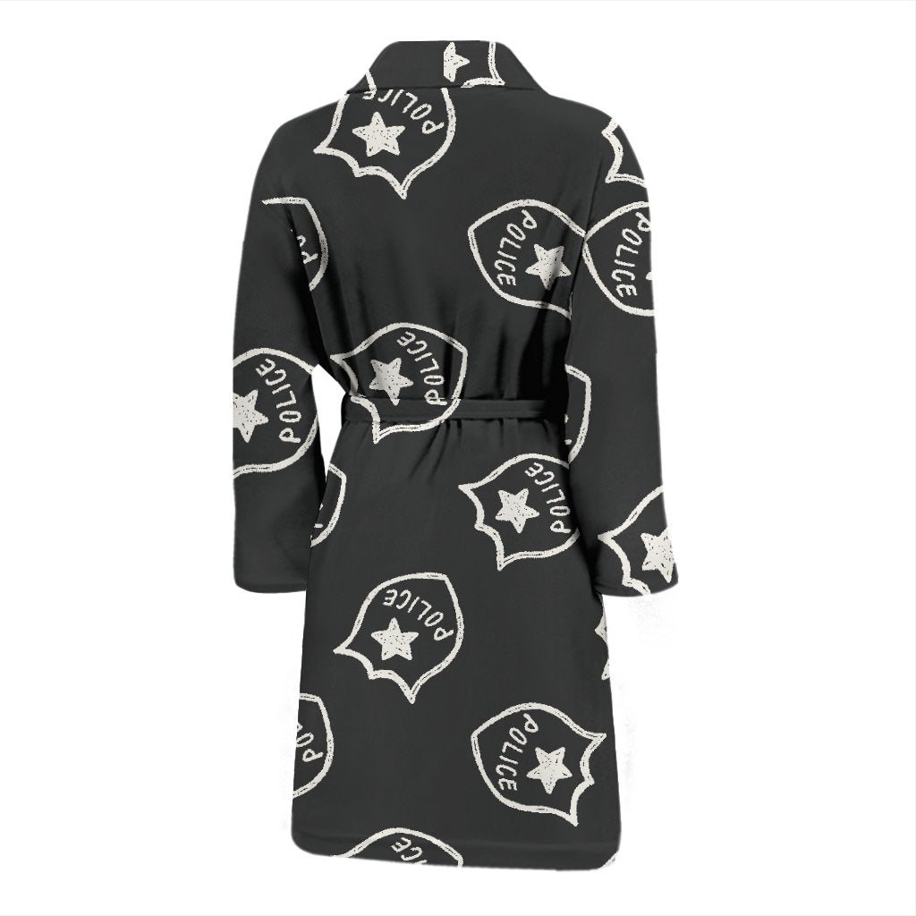 Police Pattern Print Men Long Robe-grizzshop